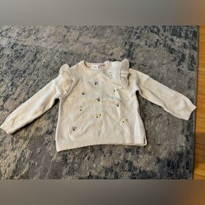 Zara Cream Sweater with Pink and Yellow Floral Embroidery